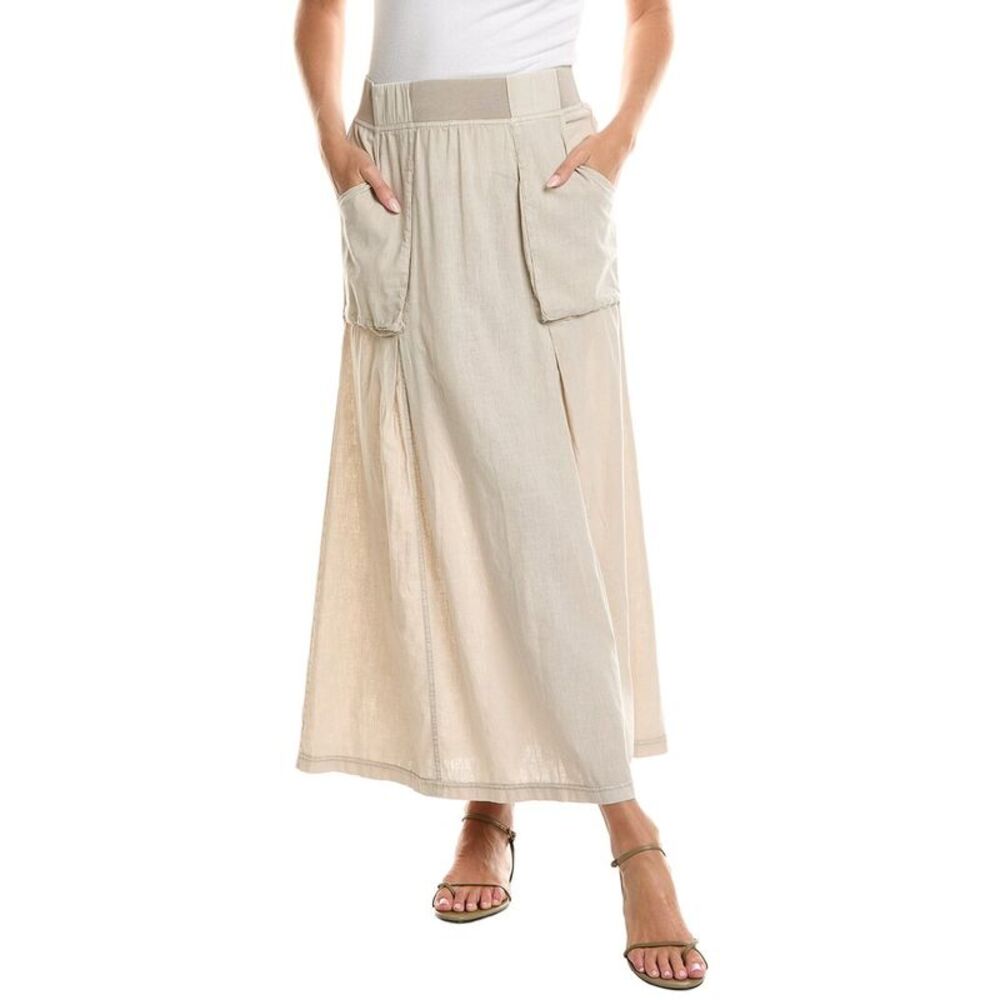 Xcvi Womens Emerie Linen-Blend Skirt, Brown